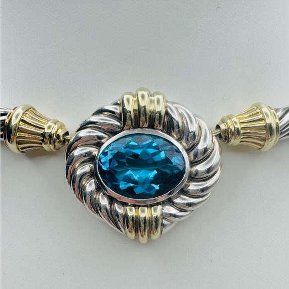 David Yurman Renaissance Choker Necklace With Topaz And Gold - Picture 7 of 8